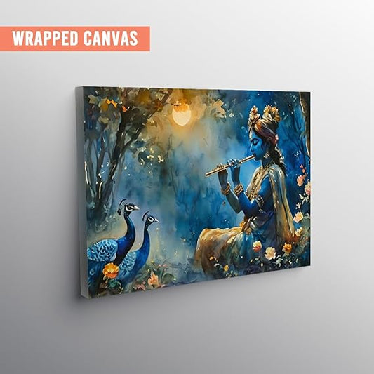 Eurotex Wrapped Canvas Wall Painting for Living Room Perfect Colorful Radha Krishna Canvas Painting for Hall Bedroom Office Gift & Décor (Radha-Krishna-03)
