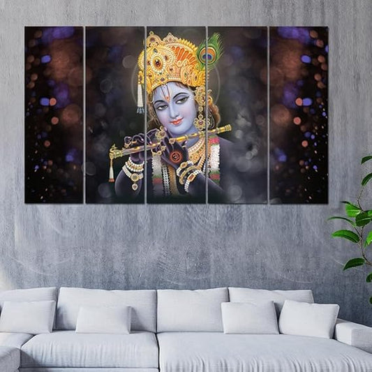 Eurotex Beautiful Krishna with flute Big Size Wall Painting for Living Room, Bedroom, Home, Office, Hotels (Krishna -16)