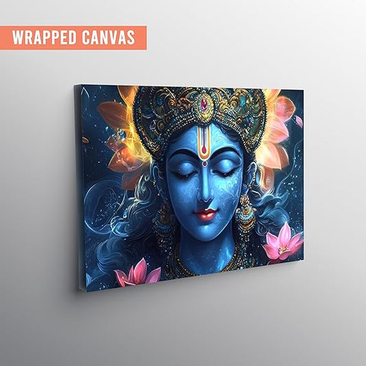 Eurotex Painting for Living Room Wall Decoration Large Canvas Vastu Lord Krishna wall painting for South East Wall Big Size Wrapped Canvas Rectangular Lord Krishna Wall Painting for Hall Bedroom Office Gift & Home Decor(radha krishna-12)