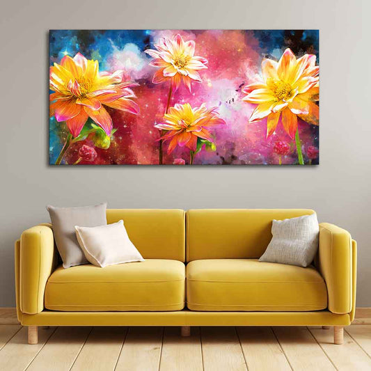 Eurotex Modern Abstract Art Of Flowers, Canvas Printed, Home Wall Painting Eurotex