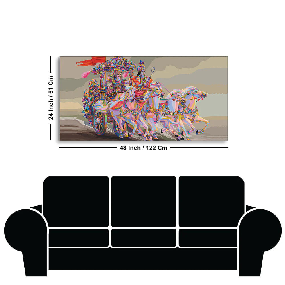 Eurotex Krishna And Arjuna At Battlefield Of Mahabharata, Premium Printed, Beautiful Wall Paintings Eurotex