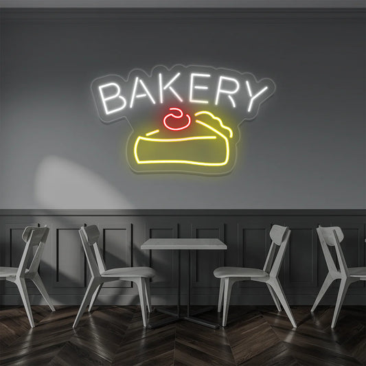 Bakery Cake Vintage Cafe Neon Lights | Retro Coffee & Diner Signage (24Inch x 15Inch)