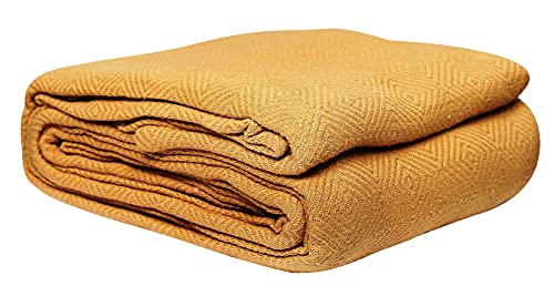 Eurotex Diamond Cotton Blankets for Bed, 100% Cotton Blanket - Camel Eurotex