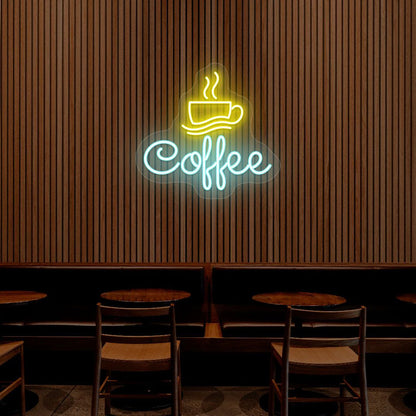 Coffee Cafe Neon Light Decor | Stylish Coffee Shop Wall Signs (18 Inch x 18 Inch)