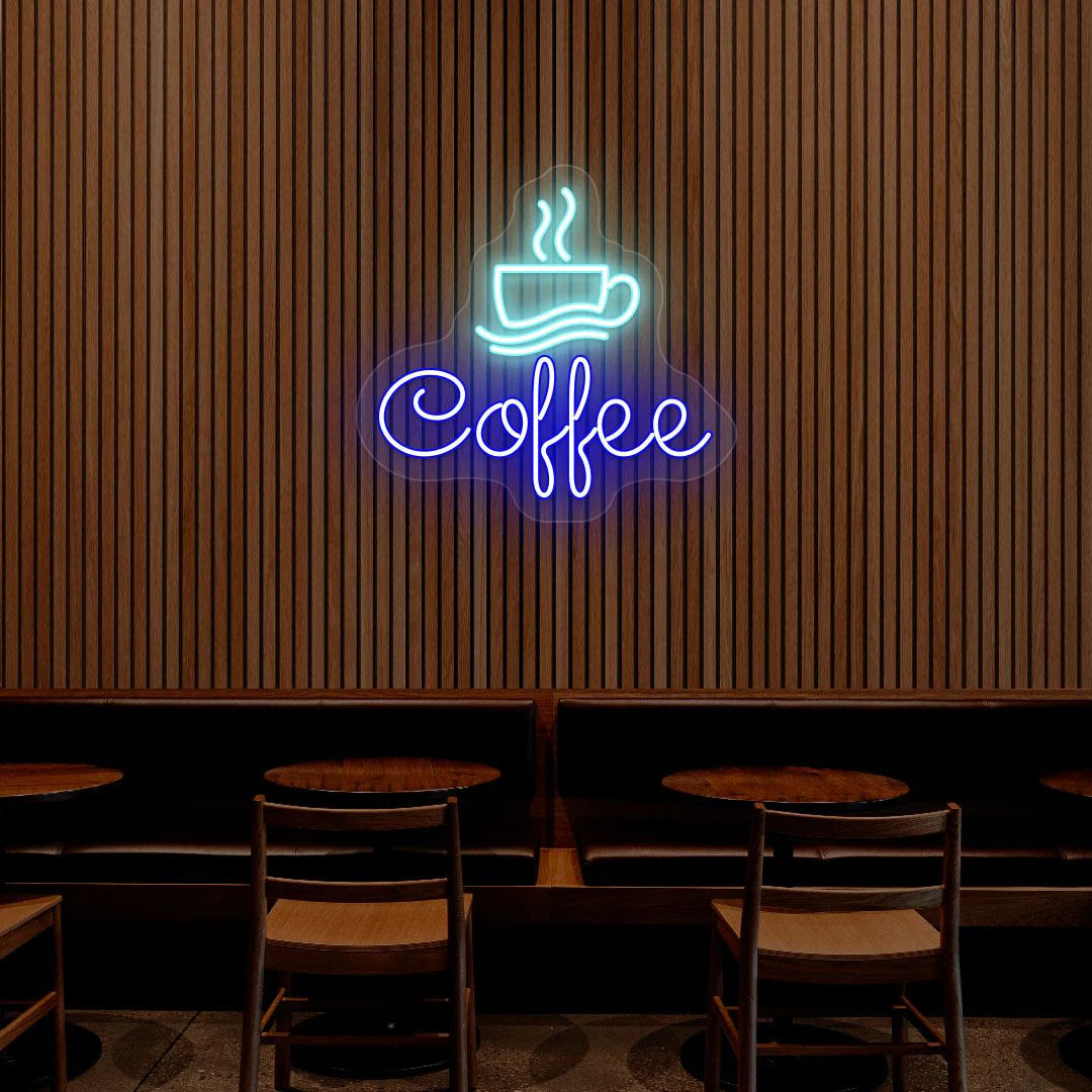 Coffee Cafe Neon Light Decor | Stylish Coffee Shop Wall Signs (18 Inch x 18 Inch)