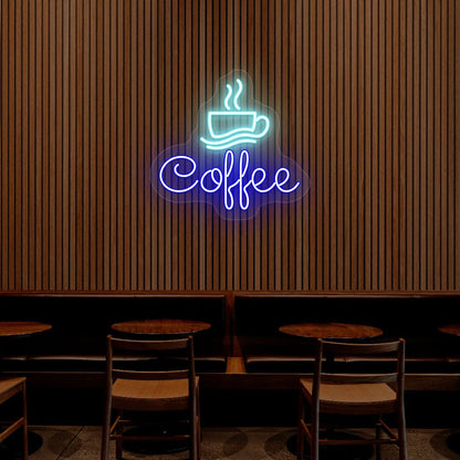 Coffee Cafe Neon Light Decor | Stylish Coffee Shop Wall Signs (18 Inch x 18 Inch)