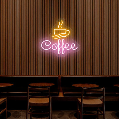 Coffee Cafe Neon Light Decor | Stylish Coffee Shop Wall Signs (18 Inch x 18 Inch)