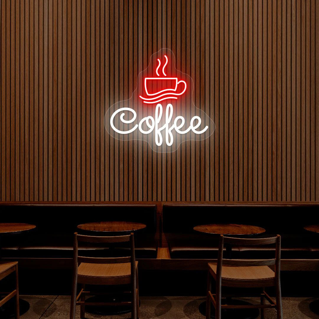 Coffee Cafe Neon Light Decor | Stylish Coffee Shop Wall Signs (18 Inch x 18 Inch)