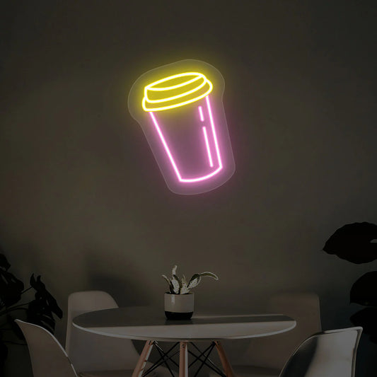 Coffee Cup Neon Signs & Light Up Signs | Custom Glow Boards (12 Inch x 18 Inch)