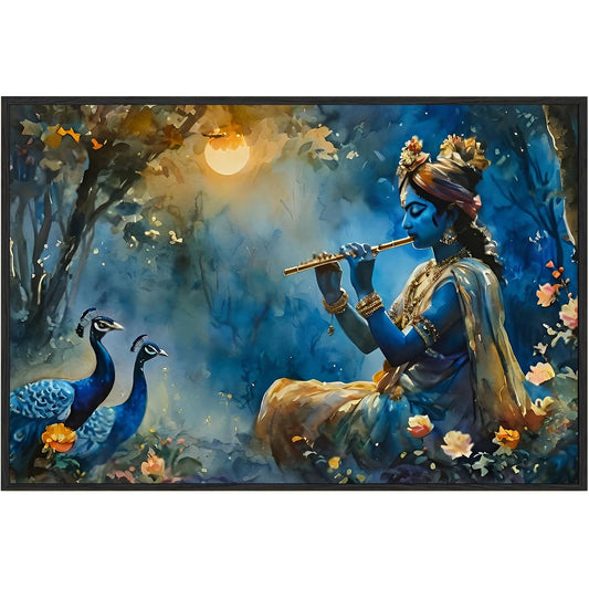 Eurotex Wrapped Canvas Wall Painting for Living Room Perfect Colorful Radha Krishna Canvas Painting for Hall Bedroom Office Gift & Décor (Radha-Krishna-03)
