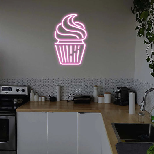 Cupcake Neon Signs Design-2 | LED Cafe Signs & Coffee Shop Light Decor (24 Inch x 15 Inch)