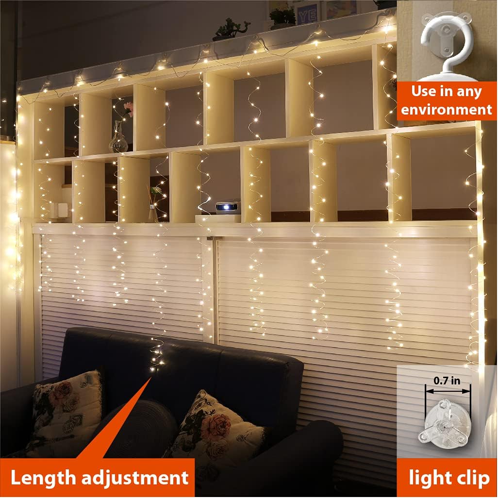 Eurotex Led Curtain String Lights, Warm White, For Indoor Outdoor Decoration (Warm White Color, 3 X 3 Meter) Plastic