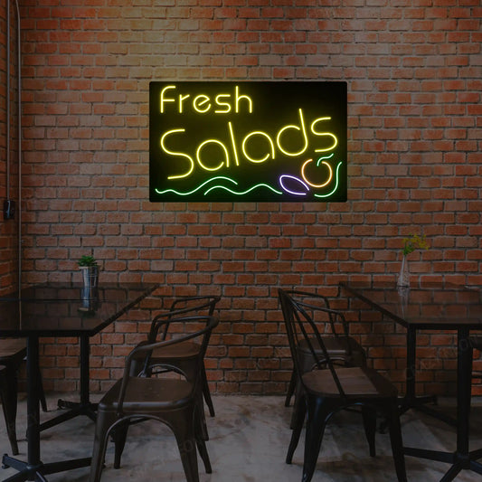 Fresh Salad Multicolor Neon Signs & Restaurant LED Lights | Custom Restaurant Decor (36In x 24In)