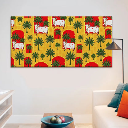 Pichwai Art, Framed Abstract Canvas Wall Art for Bedroom Eurotex