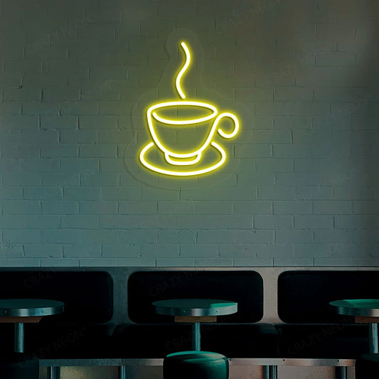 Hot Cup of Coffee Neon Signs & Cafe LED Lights | Shop Coffee Shop Signage (18In x 18In)