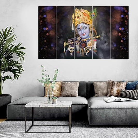 Eurotex Beautiful Krishna with flute Big Size Wall Painting for Living Room, Bedroom, Home, Office, Hotels (Krishna -16)
