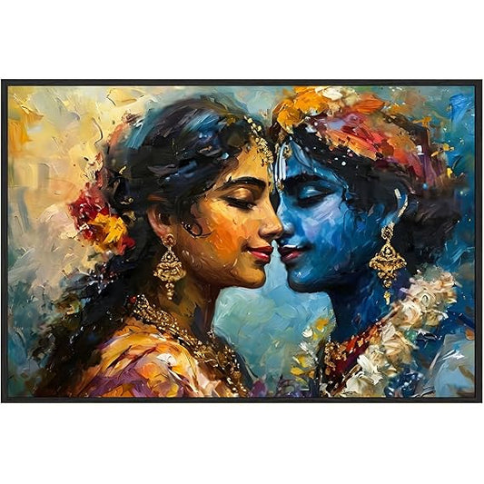 Eurotex Wrapped Canvas Wall Painting for Living Room Perfect Colorful Radha Krishna Canvas Painting for Hall Bedroom Office Gift & Décor (Radha-Krishna-08)