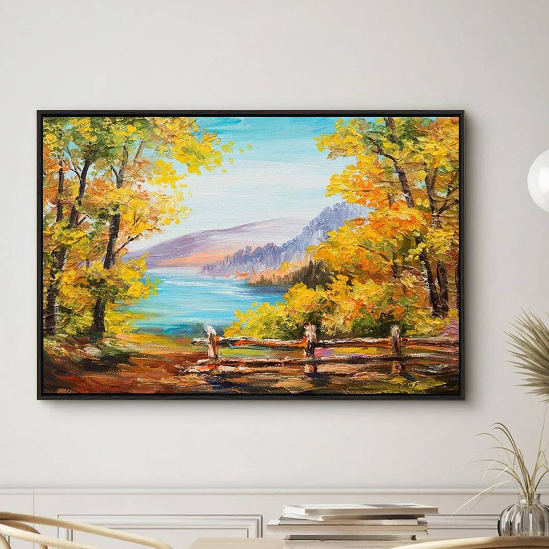 Eurotex Beautiful Riverside Scenery, paintings for living room (24x36 In) Eurotex