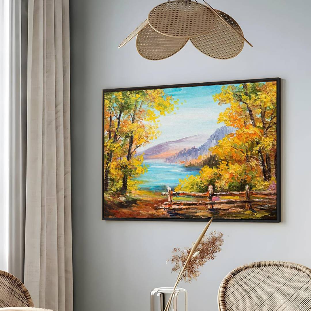 Eurotex Beautiful Riverside Scenery, paintings for living room (24x36 In) Eurotex