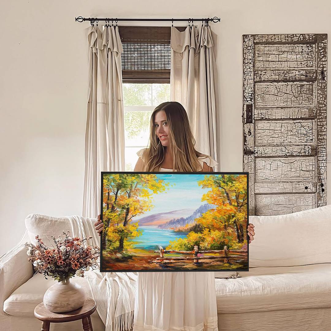 Eurotex Beautiful Riverside Scenery, paintings for living room (24x36 In) Eurotex