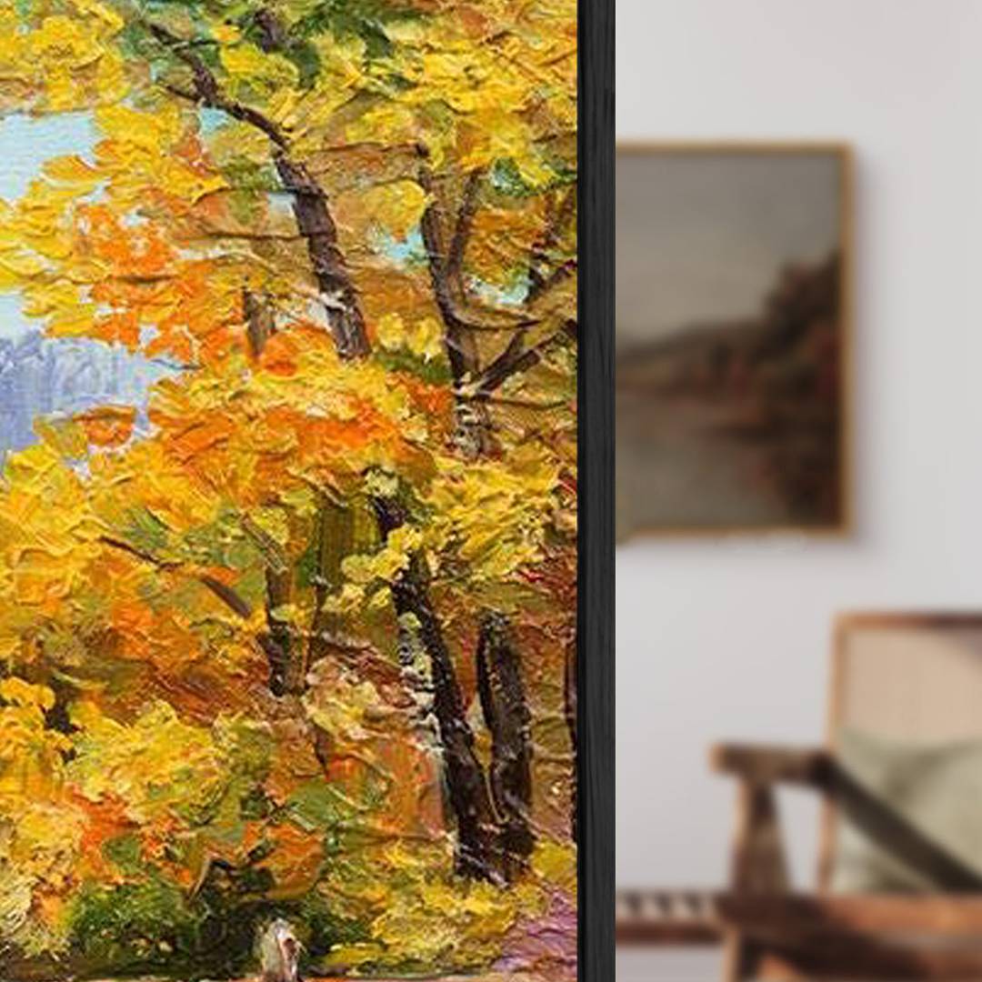 Eurotex Beautiful Riverside Scenery, paintings for living room (24x36 In) Eurotex