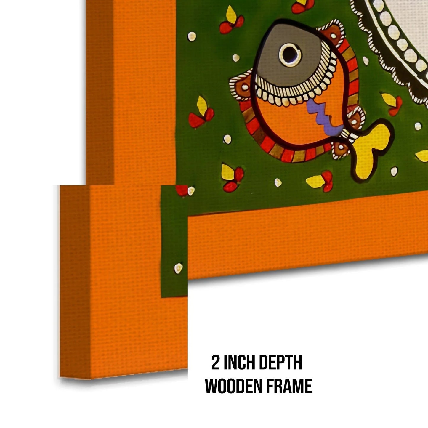 Fish Tree, Madhubani Painting, Framed Abstract Canvas Wall Art for Living Room Eurotex