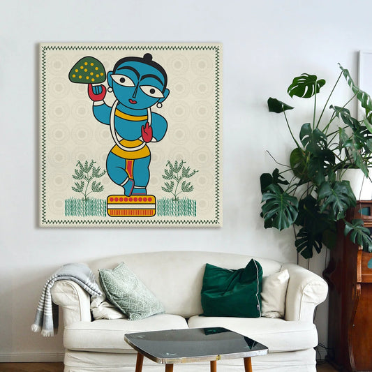 Hanuman Ji, Pichwai Painting, Framed Abstract Canvas Wall Art for Bedroom Eurotex
