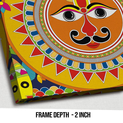 Sun Art, Madhubani Painting, Framed Abstract Canvas Wall Art for Bedroom Eurotex