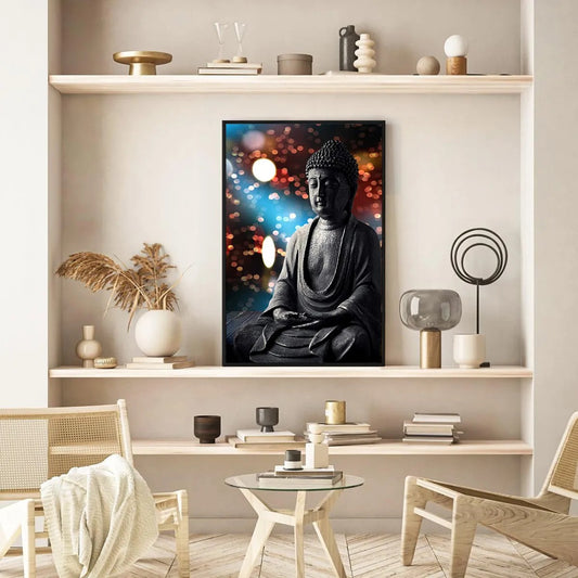 Eurotex Gautam Buddha Statue, Framed Wall Hangings for Living Room (24x36 In) Eurotex