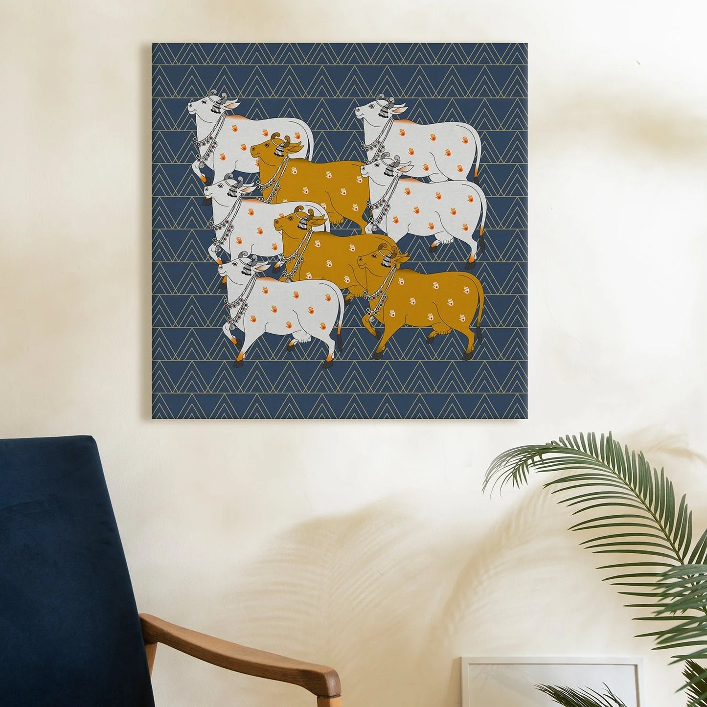 Sacred Cow Herd, Framed Abstract Canvas Wall Art for Bedroom Eurotex