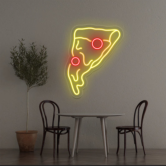 Pizza Slice Custom Neon Signs for Restaurants & Cafes | High-Quality LED Neon (18In x 8In)
