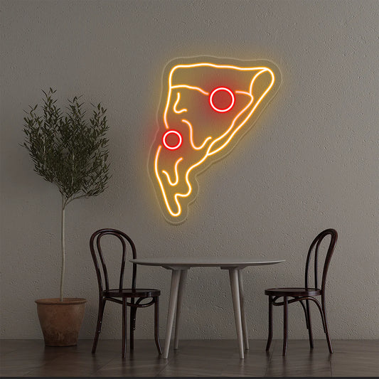 Pizza Slice Custom Neon Signs for Restaurants & Cafes | High-Quality LED Neon (18In x 8In)