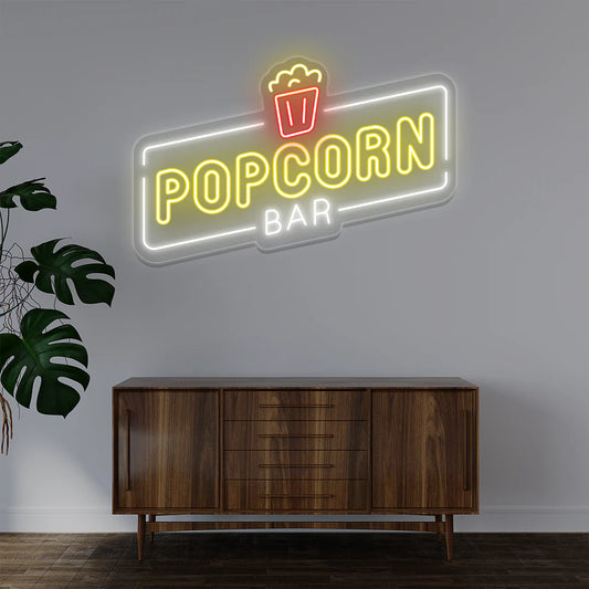 Popcorn Bar Neon Signs for Bars, Pizza Shops & Mexican Restaurants (36In x 24In)