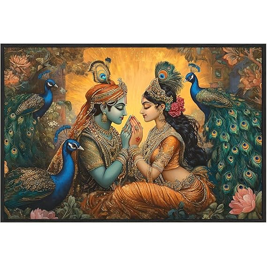 Eurotex Wrapped Canvas Wall Painting for Living Room Perfect Colorful Radha Krishna Canvas Painting for Hall Bedroom Office Gift & Décor (Radha-Krishna-06)