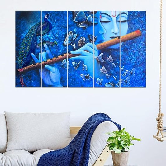 Eurotex Beautiful Radha Krishna with flute Big Size Wall Painting for Living Room, Bedroom, Home, Office, Hotels (Radha Krishna-17)
