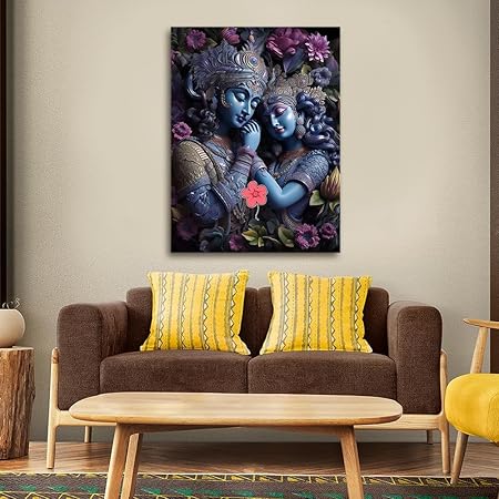 Eurotex Radha Krishna Painting Canvas Wall Frame Big Size Painting Frame for Living Room Wall Decors | Canvas Painting | Home Decoration (Radha Krishna-18)