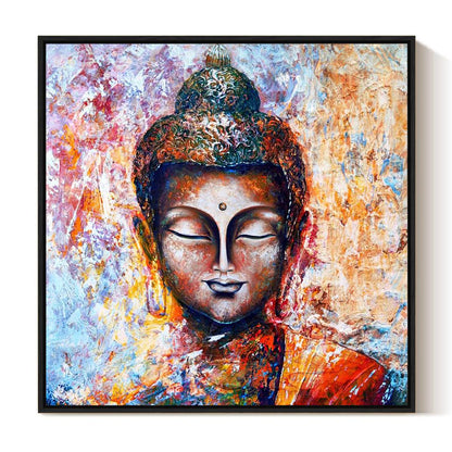 Eurotex Gautam Buddha, Framed Canvas Painting for Living Room (36x36 In) Eurotex