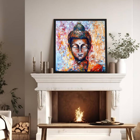 Eurotex Gautam Buddha, Framed Canvas Painting for Living Room (36x36 In) Eurotex
