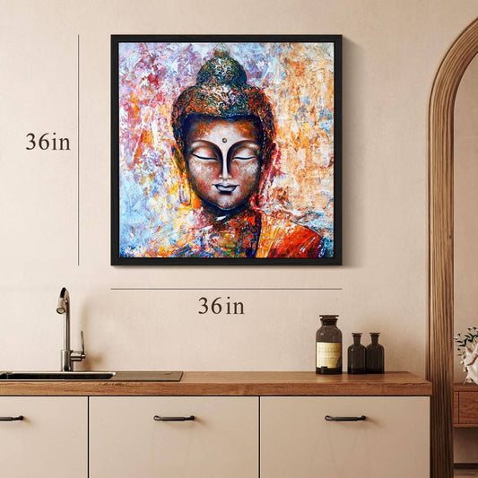 Eurotex Gautam Buddha, Framed Canvas Painting for Living Room (36x36 In) Eurotex