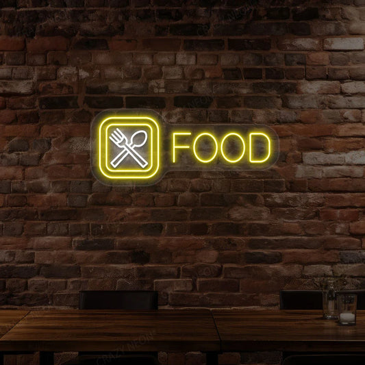 Spoon and Fork Personalized Neon Signs & Fast Food Light Up Signs | Vintage Style (30In x 12In)