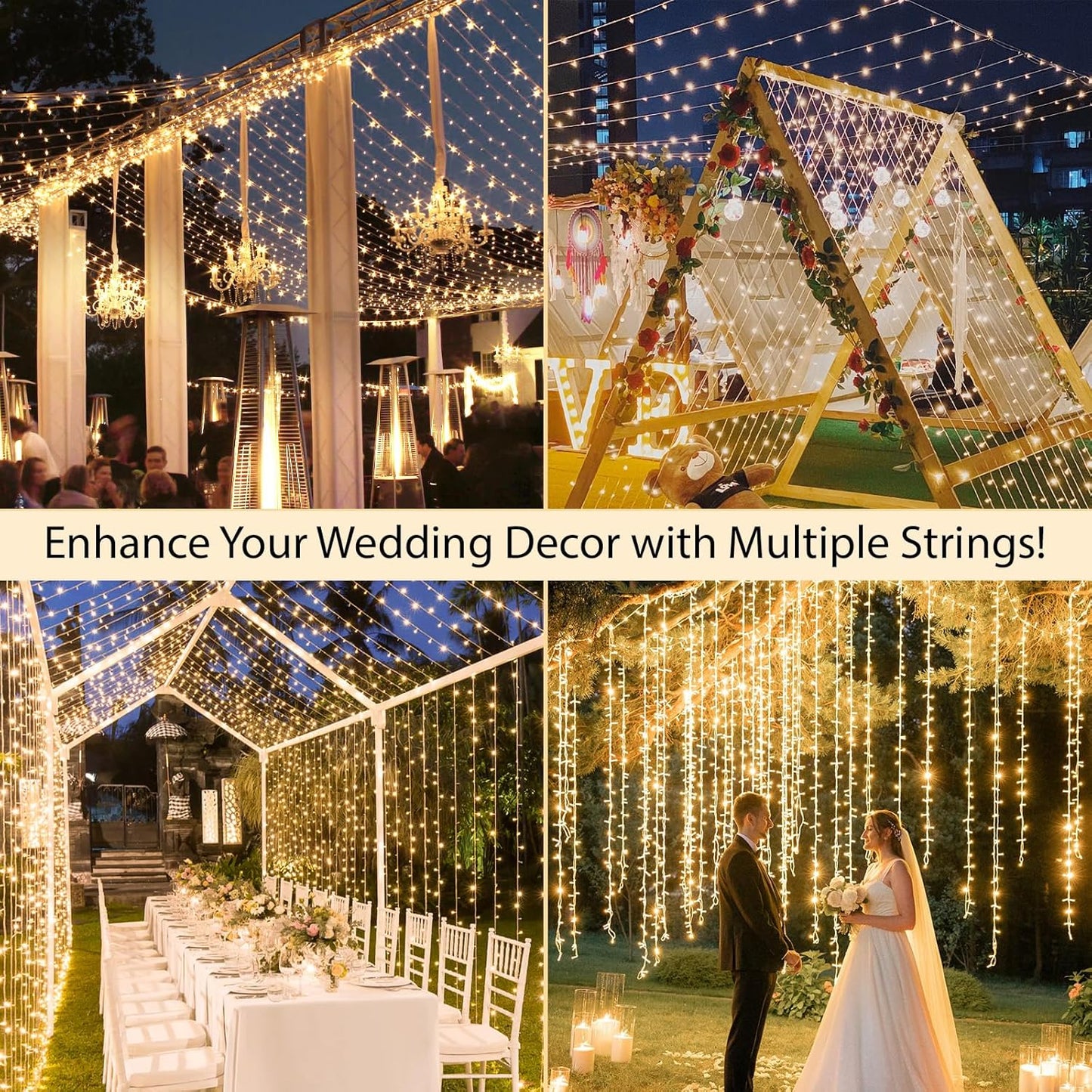 Eurotex Led String Lights 20 Meter Warm White For Diwali Decoration (Pack of 2)