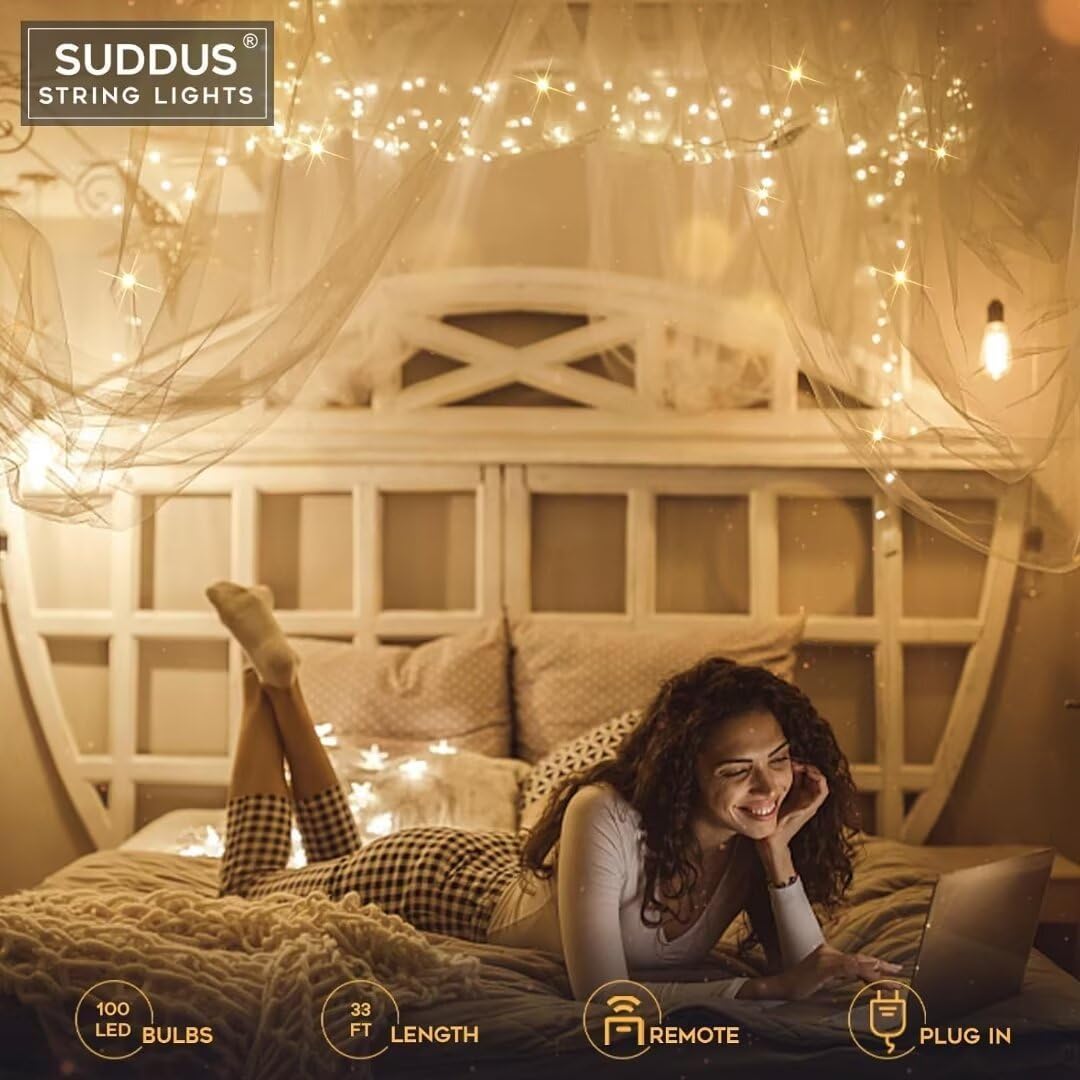 Eurotex Led String Lights 20 Meter Warm White For Diwali Decoration (Pack of 2)