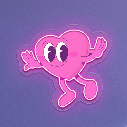 UV Print Smiling Heart Neon Light | Custom Neon Signs for Home