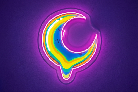 Custom Made Melting Moon UV Print Neon Signs | LED Signs & Personalized Logos