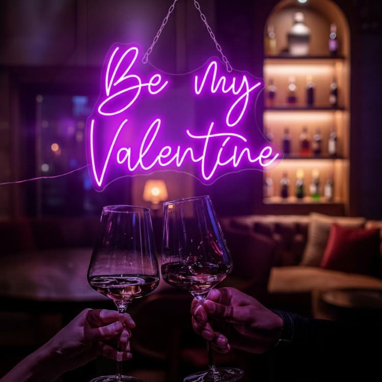 Be My Valentine Neon Sign | Valentine’s Day Gifts for Him & Her | Romantic Presents for Husband, Wife, BF & GF
