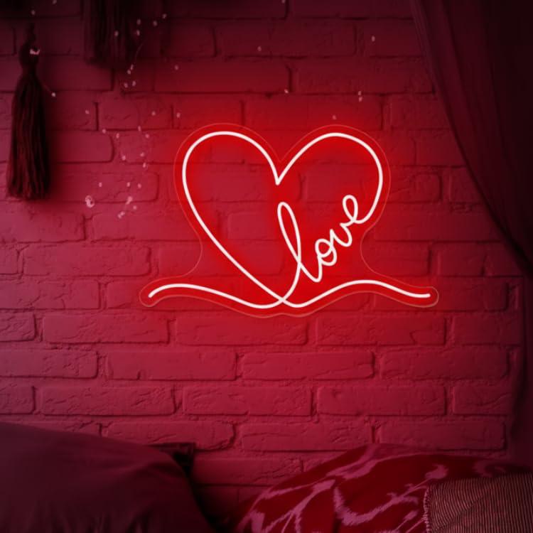 Love Heart Valentine Neon Sign | Valentine’s Day Present for Husband, Wife, Boyfriend & Girlfriend | V-Day Gift Ideas