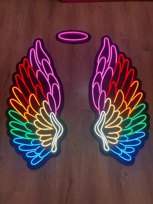 angel wings neon sign