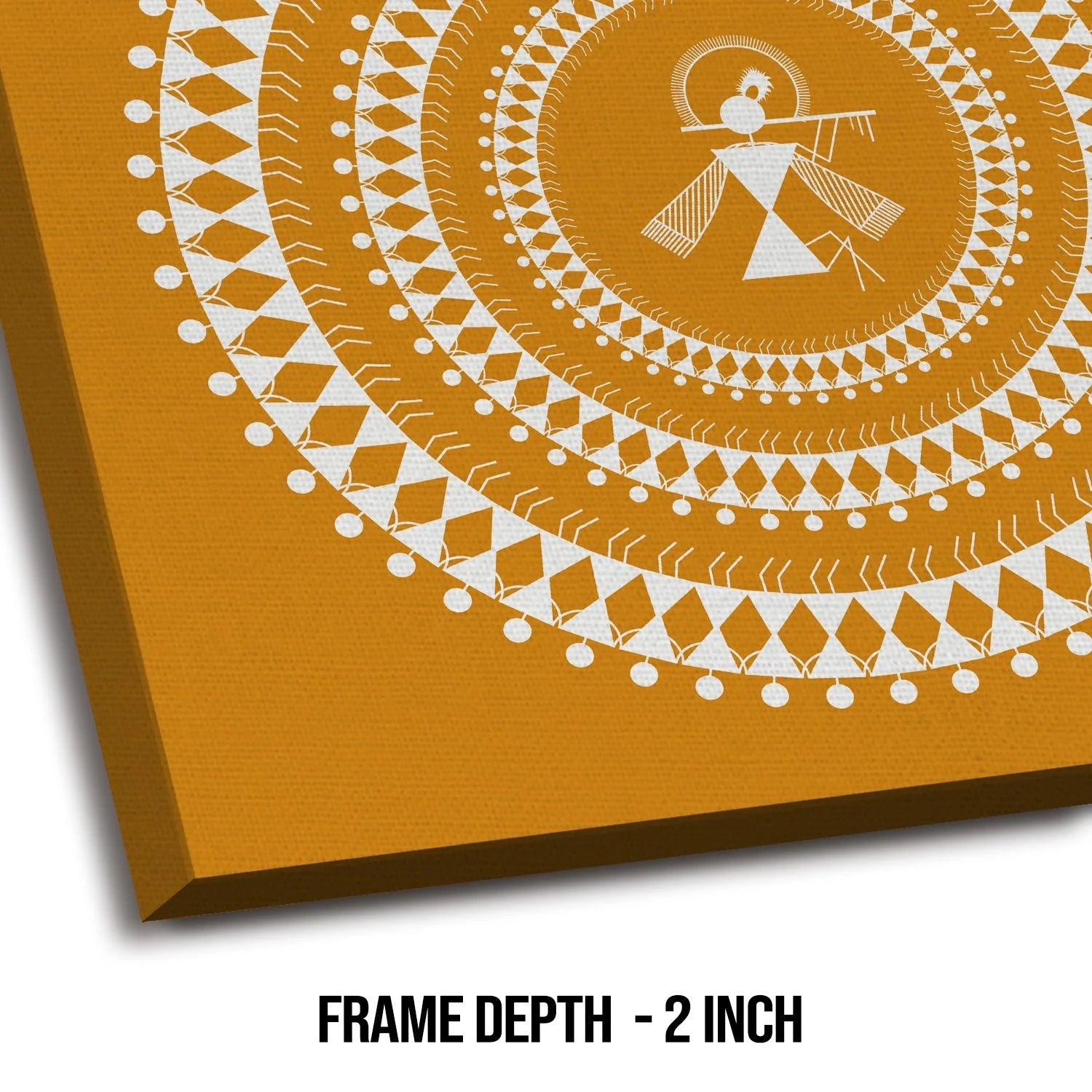 Golden Amber, Warli Art, Framed Abstract Canvas Wall Art for Bedroom Eurotex