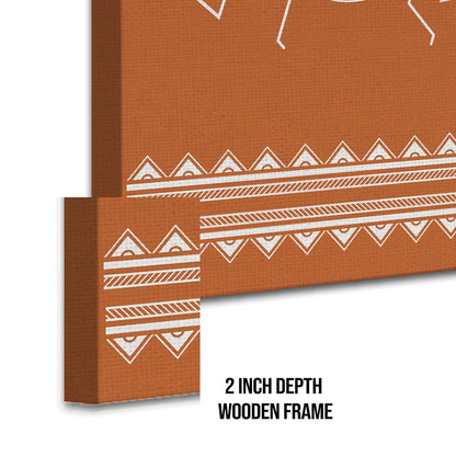 Russet Bronze, Warli Art, Framed Abstract Canvas Wall Art for Bedroom Eurotex