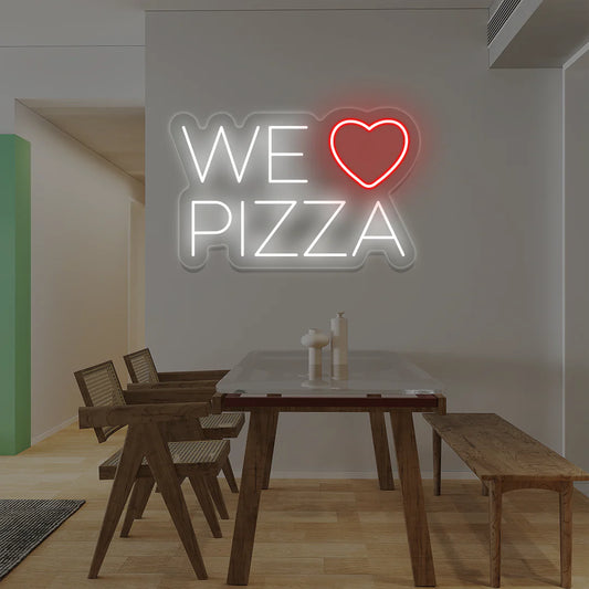 We Love Pizza Neon Signs | Ciao Bella & La Dolce Vita Restaurant Lights (24In x 18In)